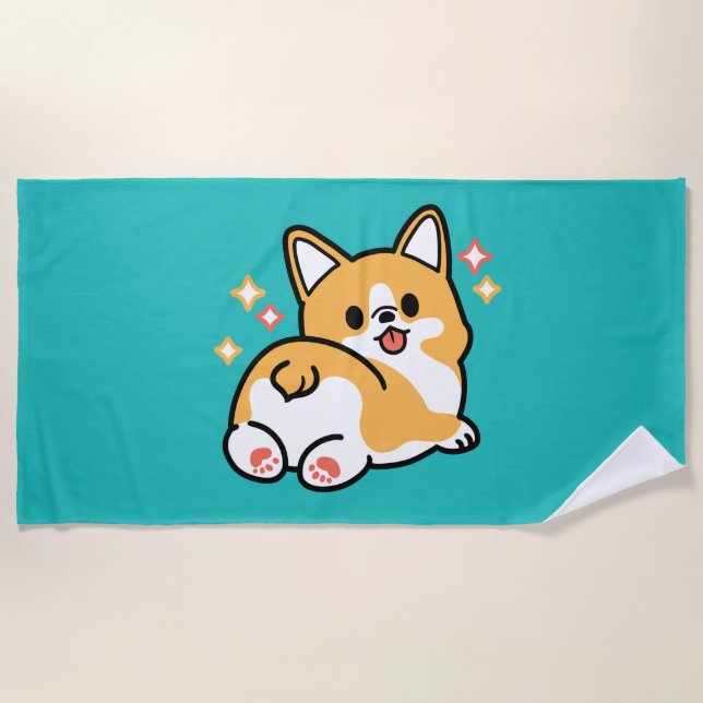 Corgi Hintern und Nickerchen Vibes - Niedlicher Sc Strandtuch (Vorderseite)