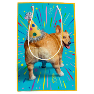Corgi-Hinterteil-Geburtstagshut Mittlere Geschenktüte