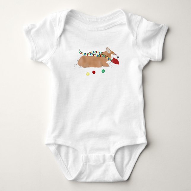 Corgi Holiday Baby Bodysuit Baby Strampler (Vorderseite)