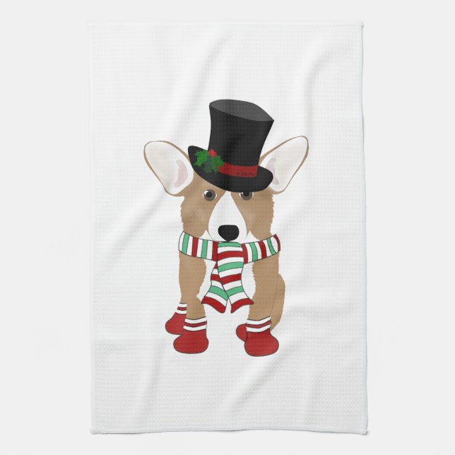 Corgi Holiday Kitchtuch Geschirrtuch (Vertikal)