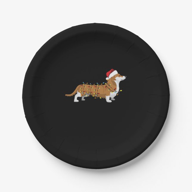 Corgi Holiday Weihnachts Light Essential T - Shirt Pappteller (Vorderseite)