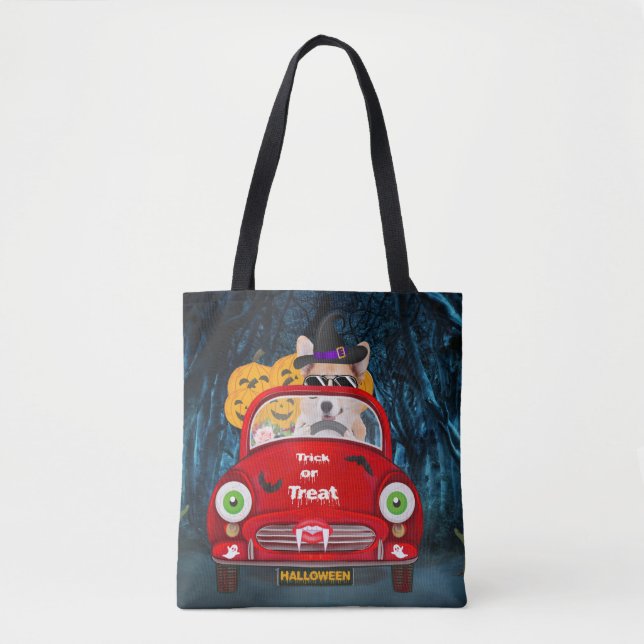 Corgi Hund Autofahren Auto Beängstigend Halloween Tasche (Vorderseite)