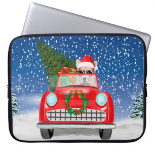 Corgi Hund Autofahren Auto in Schnee Weihnachten Laptopschutzhülle