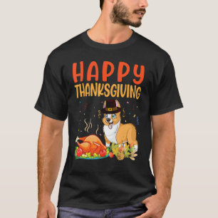 Corgi-Hund betrachtet Truthahnfleisch-Gericht Glüc T-Shirt