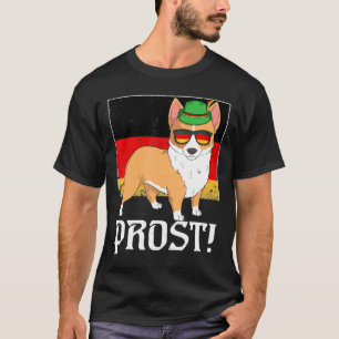 Corgi Hund Bier Oktoberfest Prost Deutsche Flagge T-Shirt