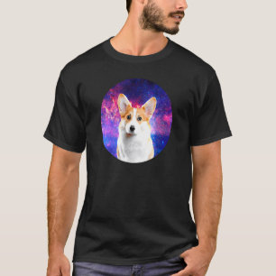 Corgi Hund Blaue Nebel Himmel Raum Süßes Haustier T-Shirt