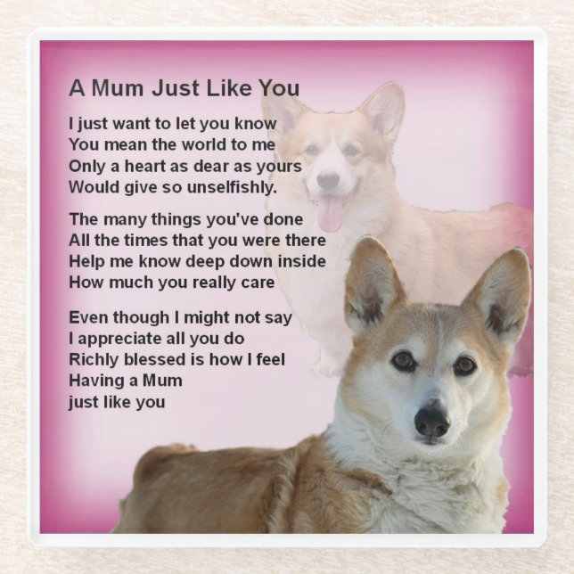 Corgi Hund Design Mum Gedicht Untersetzer (Vorderseite)