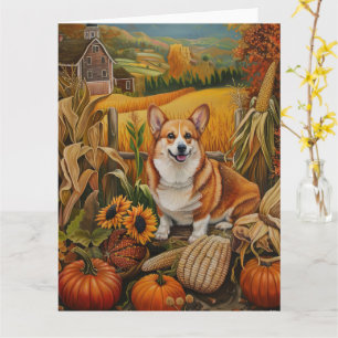 Corgi-Hund Herbsternte Erntedankfest Karte