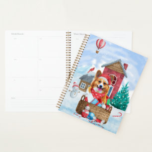 Corgi Hund im Schnee Weihnachtshundehaus Planer