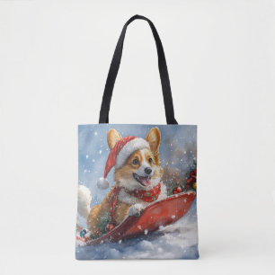 Corgi Hund in Sledge Let it Snow Weihnachten Tasche
