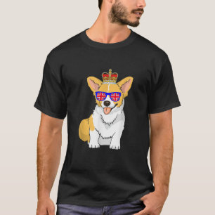 Corgi-Hund Königin Elisabeth II Sonnenbrille briti T-Shirt