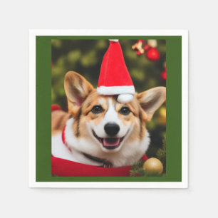 Corgi Hund lächelt Weihnachtsspass Serviette