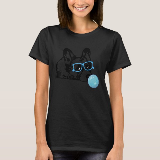 Corgi Hund mit Kaugummi-Brille Corgi T-Shirt (Vorderseite)