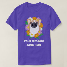 Corgi Hund mit Personalisierten Blume T-Shirt