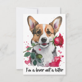 Corgi-Hund mit Rose Note Card Dankeskarte