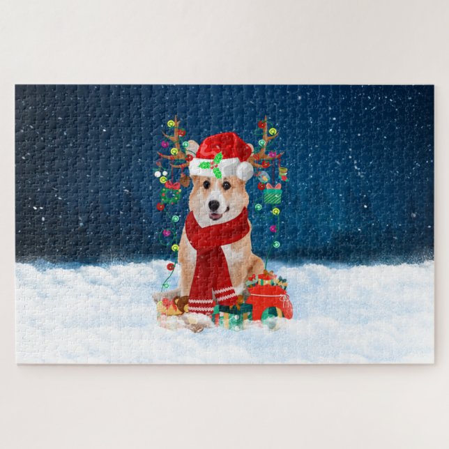 Corgi Hund mit Weihnachtsgeschenken (Horizontal)