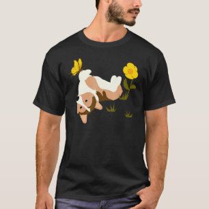 Corgi-Hund rollt im Gras mit Schmetterling und Blü T-Shirt