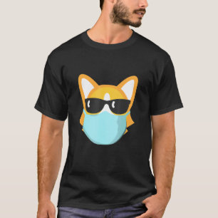 Corgi-Hund süß trägt Maske sozialer Abstand Anim T-Shirt