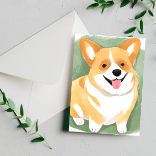 Corgi-Hund   Süße Hunderasse Wasserfarbe Postkarte