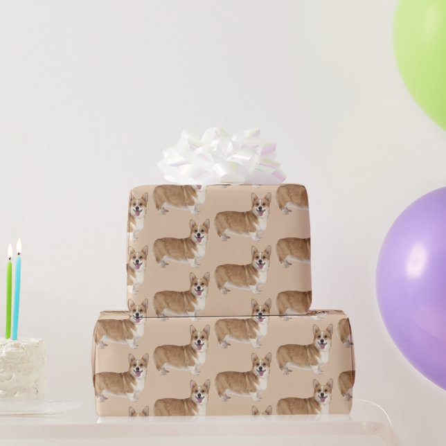 Corgi Hund Tierfreude Wasserfarbe Kunst Geschenkpapier (Partygeschenke)