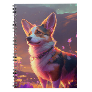 Corgi Hund Tierportrait Painting Pet-Zeichen Notizblock