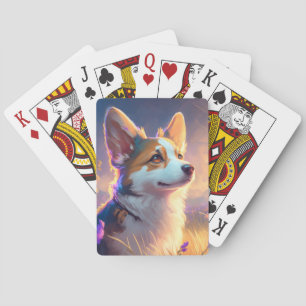 Corgi Hund Tierportrait Painting Pet-Zeichen Spielkarten