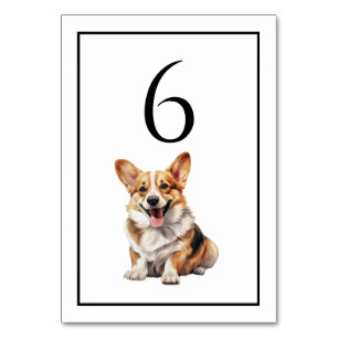Corgi-Hund-Wasserfarben-Tischnummer Tischnummer