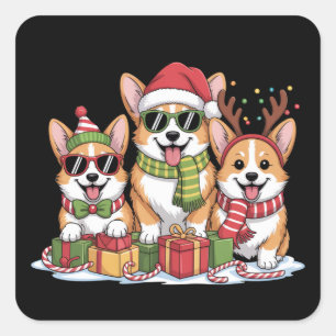 Corgi-Hund Weihnachten Mutter Hunde Liebhaber Weih Quadratischer Aufkleber