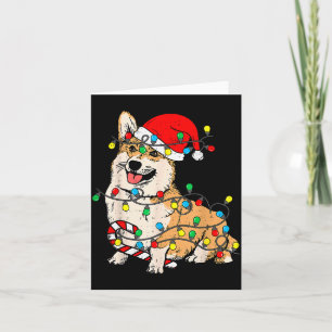 Corgi-Hund-Weihnachtsbeleuchtung-Pyjama-Weihnachts Karte