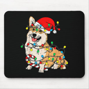 Corgi-Hund-Weihnachtsbeleuchtung-Pyjama-Weihnachts Mousepad