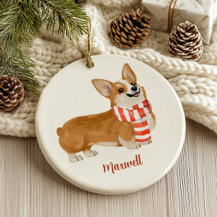 Corgi-Hund-Weihnachtsdekoration Keramik Ornament