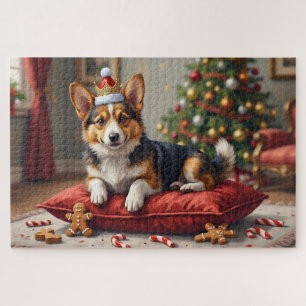 Corgi-Hund-Weihnachtslaib mit Santa-Krone Kunst