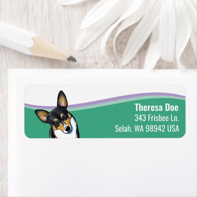 Corgi-Hund-Welle-Adressetikett (Insitu)