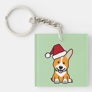 Corgi-Hund-Welpe Pembroke Welsh Weihnachten Santa- Schlüsselanhänger