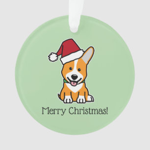 Corgi-Hund-Welsh-Pembroke-Weihnachten-Santa-Hut Ornament