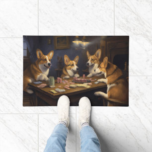 Corgi-Hunde beim Pokerspielen Kunst Fußmatte