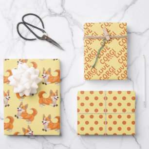 Corgi-Hunde-Liebe-Geschenkpapier-Set von 3 Geschenkpapier Set