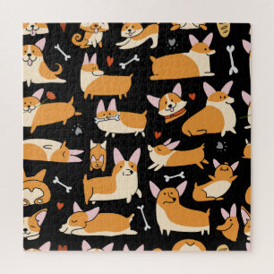 Corgi Hunde, Niedlicher nahtloser Hintergrund.