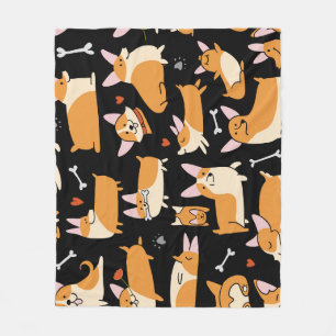 Corgi Hunde, Niedlicher nahtloser Hintergrund. Fleecedecke