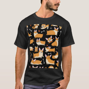 Corgi Hunde, Niedlicher nahtloser Hintergrund. T-Shirt