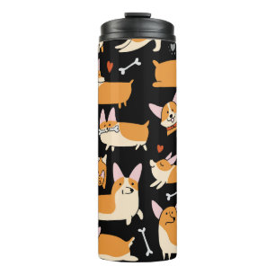 Corgi Hunde, Niedlicher nahtloser Hintergrund. Thermosbecher