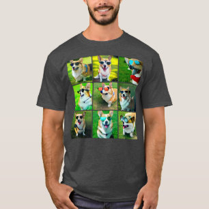 Corgi Hunde tragen Coole farbige Sonnenbrille (ai T-Shirt