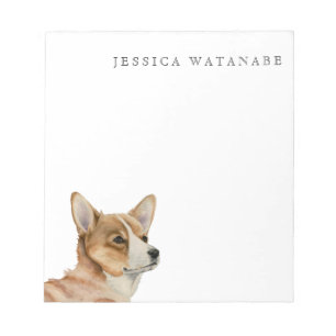 Corgi-HundeAquarell-Kunst   addieren Namen Notizblock