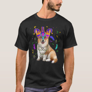Corgi-Hundefan Mardi Gras Karneval Lustige Maske B T-Shirt