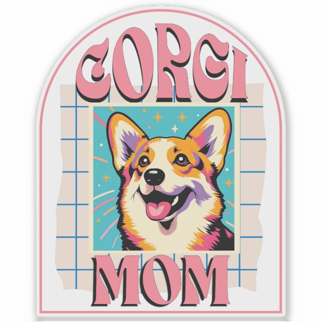 Corgi-Hundefrau Pop-Art Aufkleber (Vorderseite)