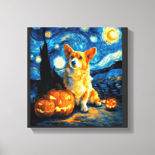 Corgi-Hundefreunde Malerei von van gogh Sternennac Leinwanddruck