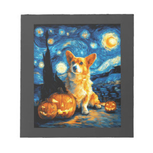 Corgi-Hundefreunde Malerei von van gogh Sternennac Notizblock