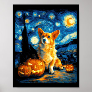Corgi-Hundefreunde Malerei von van gogh Sternennac Poster