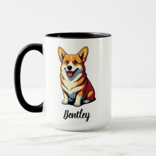 Corgi-Hundekunst mit individuellem Namen Tasse