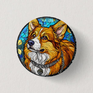 Corgi-Hundeporträt Button
